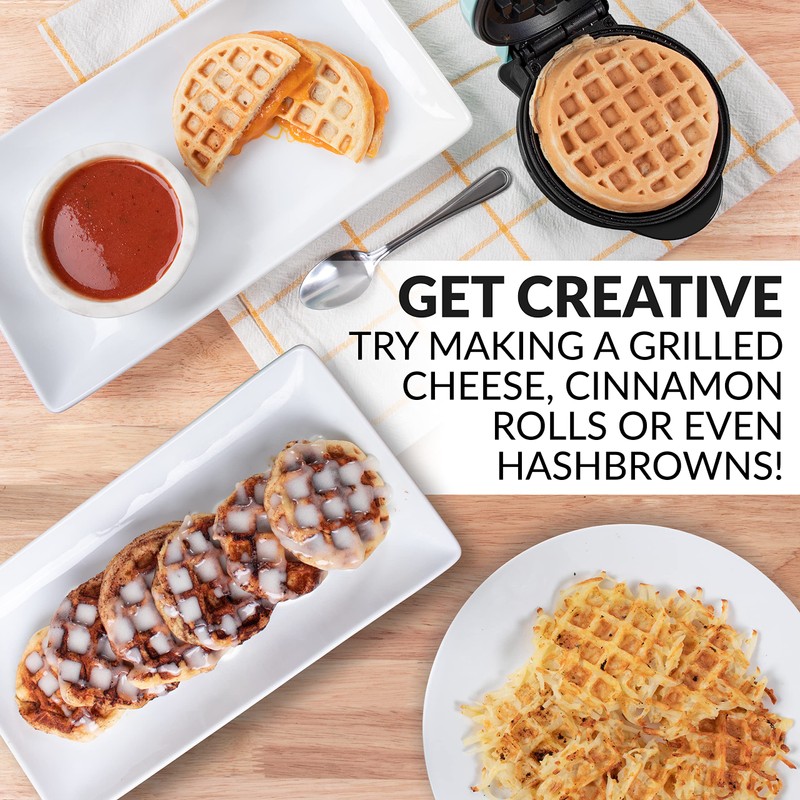 Nostalgia MyMini Personal Electric Waffle Maker, 5-Inch Cooking Surface, Hash