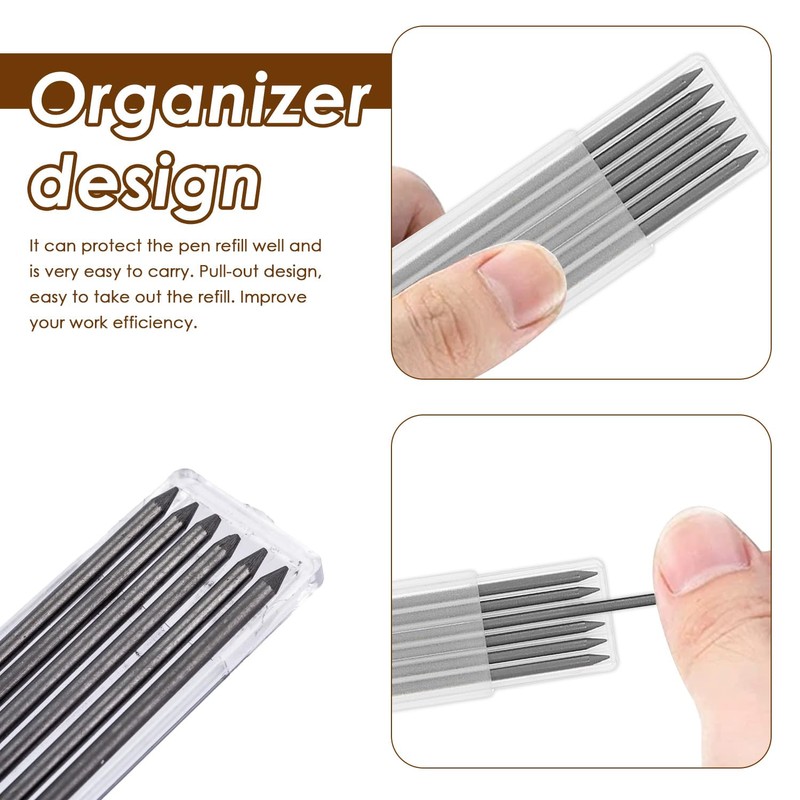 24Pcs 2.8mm Carpenter Pencil Refill Long Lasting HB Refill for