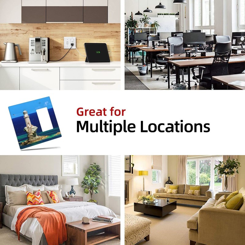 Blue Ocean Lighthouse Landscape Light Switch Cover Plates Single Blank