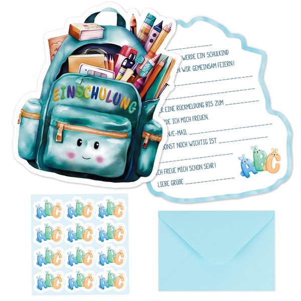 BETESSIN Pack of 12 First Day at School Invitation Cards