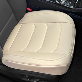 BOPUOVRE BOPUOVRE Car Seat Cover for Luxury & Comfort - PU Leather, Anti-Slip, Full Wrap Protection with Storage Pocket for Bottom Cushion - Universal Fit for 95% of Vehicles (Beige,1 Piece)