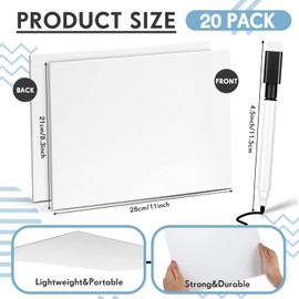 Ctosree 20 Sets Dry Erase Board for Kids 8 x 11 Inch Double Sided Small White Board and Dry Erase Markers with Eraser Cap Mini Whiteboard Student White Boards Lapboards for Classroom Teacher