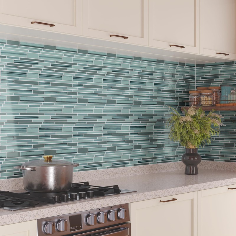 VaryPaper 10 Sheets Blue Peel and Stick Backsplash for Kitchen