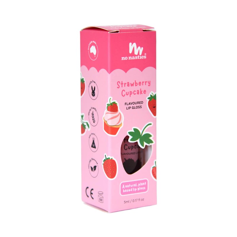 No Nasties Kids Natural Lip Gloss - Strawberry Cupcake, 5ml