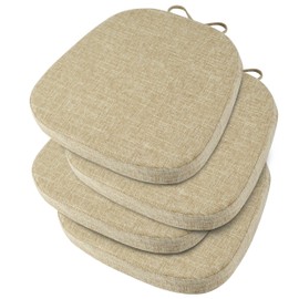 OVOV 14x14 Chair Cushions for Metal Dining Chairs Set of 4 Non Slip Thick Textured Chair Pads for Dining Chairs with Ties and Removable Cover (4, Beige)