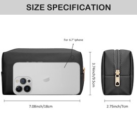 DOB SECHS PU Leather Cosmetic Bag Portable Toiletry Bag for Daily Use Cosmetic Organizer Water-resistant Make up Organizer Light Weight Travel Makeup Bag Cosmetic Pouch (Black, S)