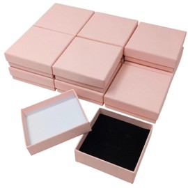 TUISKU 12pcs 9x9x3cm Square Gift Box Accessories Gift Case Packing Packing Packing Small Box Embossed Pink