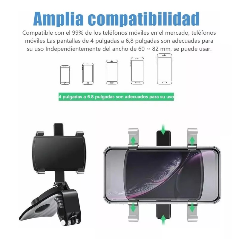 PUNKZZ Soporte Universal Teléfono Móvil Giratorio De 360° Para Auto