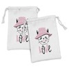 Ambesonne Cat Fabric Pouch Set of 2, Feminine Kitten Face