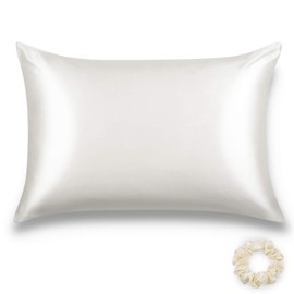 ALASKA BEAR Silk Pillowcase for Hair and Skin Beauty Sleep 100 Percent Premium Mulberry Silk Pillow Slip Case King Size with Zipper (1pc, Natural White)