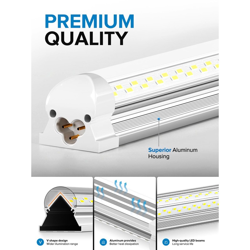 Super Bright 50W Led Shop Lights 4FT 10-Pack 5000K 7500LM