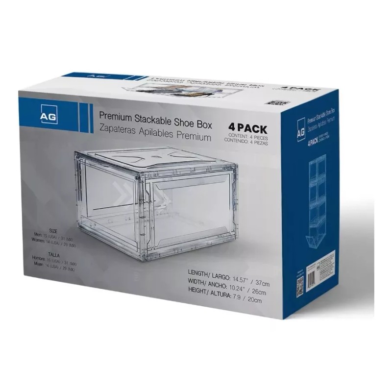 AG Zapateras Apilables Premium Transparentes 4pack!
