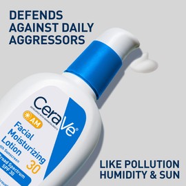 CeraVe AM Facial Moisturizing Lotion with SPF 30, Oil-Free Face Moisturizer with SPF, Formulated with Hyaluronic Acid, Niacinamide & Ceramides, Non-Comedogenic, Broad Spectrum Sunscreen, 3 Ounce