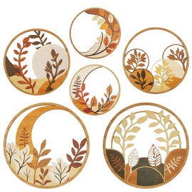 OT-NVWOZR 6PCS Boho Wall Art Decor, Wooden Bohemian Hanging Decoration for Living Room, Minimalist Farmhouse Geometric Aesthetic Wood Sign Plants Desert Sun Bedroom Apartment