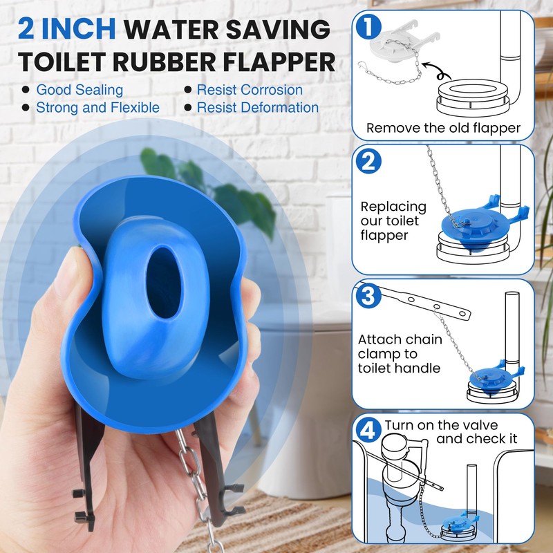 Saillong Universal Toilet Flusher Replacement Kit, Fill Valve, 2-Inch Flapper,