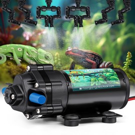 Moongiantgo Reptile Mister System - Adjustable Water Pressure Reptile Humidifier with 4 360°Adjustable Single Nozzles & 2 Double Nozzles - Terrarium Humidifier for Lizard Chameleon Snake Frog Turtle