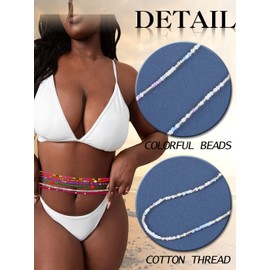 ELABEST 50inch Plus Size African Waist Beads Belly Chain Non-Stretching Tie-on Bead Jewelry Accessories for Women and Girls (#82)