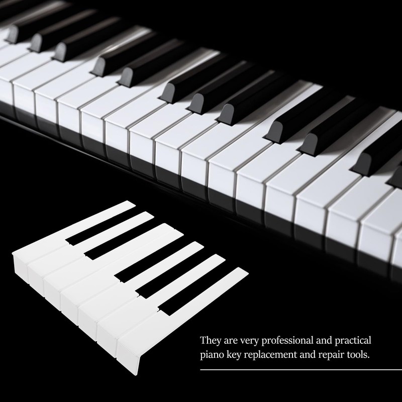 Vaguelly 52pcs Piano Keytops White Piano Keytops with Fronts Piano