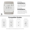 GE 6-Outlet Extender Wall Tap, Grounded Adapter, Outlet Splitter, Charging