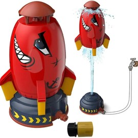 Summer Water Rocket Splash Pad for Kids - Watertoys Water Splash Rocket Outdoor Water Play for Kids with Fun Features for Ages 3 and Up:_Red