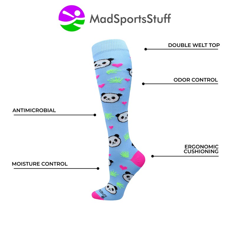MadSportsStuff Happy Panda Bear OTC Socks (Sky Blue, Small)