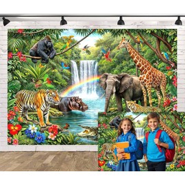 VBS 2026 Rainforest Falls Backdrop, Tropical Rain Forest Adventure Kids Party Decorations, Background for VBS Sunday School Classroom Religious Party Banner Supplies Photo Props 8X6FT