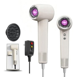 1800W Secadora de Cabello,110000RPM Secadora Con Difusor para Rizos,Lones Negativos de 1 Mil Millones Secadora de Pelo con Boquillas Magnética Seca y Difusor,4 Temperaturas/3 Velocidades(Beige)