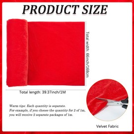 CABODYALS 1.68m 1m Red Velvet Premium Fabric Pro Yard Vintage Crushed Velvet Fabrics Square Stretchy Soft Wide Fabric for Sewing Clothing Accessories Home Decoration Birthday Party DIY Crafts