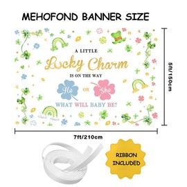 MEHOFOND St.Patrick's Day Gender Reveal Backdrop Lucky Charm Baby Shower Party Decor Banner Supplies Pink or Green Shamrock Background Supplies Photo Booth Props 7x5ft