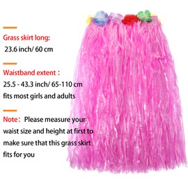 Gejoy 8 Pieces Hawaiian Hula Grass Skirt Set for Luau Party Sunglasses Leis Necklace Bracelet Bikini Top Costume for Women Tropical Party Decoration(Pink Skirt)
