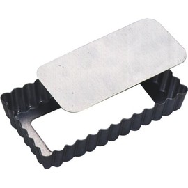 タイガークラウン タルト型 シルバー 100×50×19mm ケーキ焼型 タルト長方形 スチール アルミメッキ 底取れ式 2358