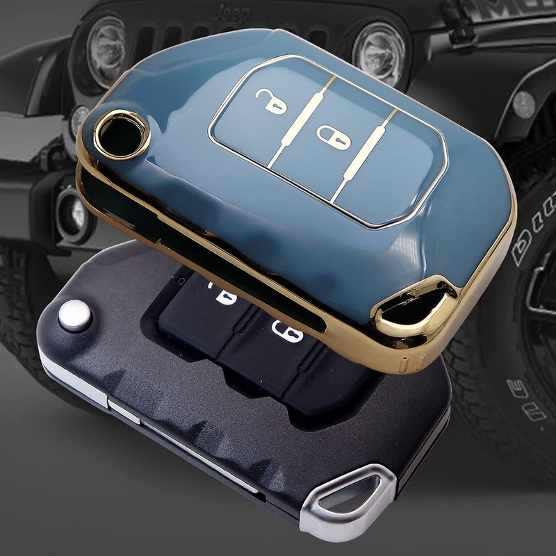 SANRILY 2 Button Key Fob Case for Jeep Wrangler Gladiator