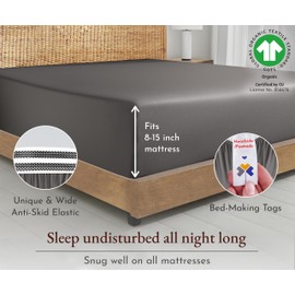 California Design Den California King Fitted Sheet Only, 100% Organic Cotton Percale, Deep Pocket, Lightweight, Snug-Fit, All Around Elastic, 1 Pc Cal King Fitted Sheet (Grey)