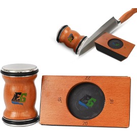 EVERGROVE Rolling Knife Sharpener Kit - Diamond-Coated Discs, Magnetic Angle Brown