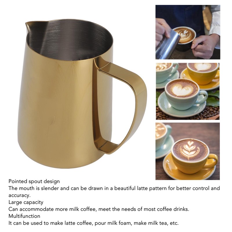 Milk Frothing Pitcher 304 Stainless Steel Coffee Steaming Pitcher Multipurpose