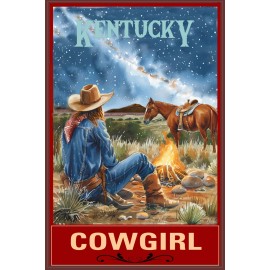 Kentucky Cowgirl & Her Horse Art Travel Poster 16 x 24 Camfire Stars Open Range