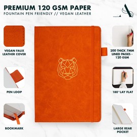 Avocado & Spice A5 Notebook by Avocado and Spice - A5 Journal Notebook Journals for Women and Men - Travel Journal Hard Back Notebook Lined A5-200 Thick Pages (Orange, Lined)