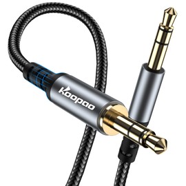 3.5mm AUX Audio Male to Male Stereo Jack Cable, KOOPAO 3.5mm Aux Auxiliary Audio HiFi Sound Nylon Braided Cord for All 3.5mm-Enabled Devices Headphones iPhones IPads, Home Speaker, Cars (16.4Ft)