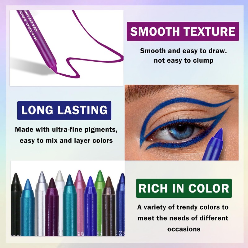 ZHISHUDL 12PCS Colorful Eyeliner Pencils Makeup Set