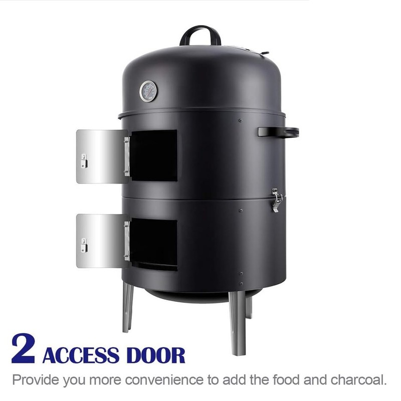 Joyagrill 16" BBQ Smoker Grill Built in Thermometer, Air Vent
