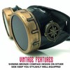 UMBRELLALABORATORY Steampunk Victorian Style Goggles with Compass Design and Ruby