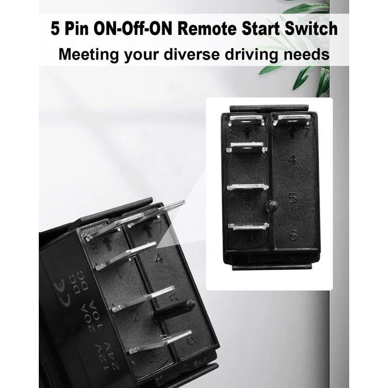 Replace 308-1062 Rocker Switch 5 Pin ON-Off-ON, Remote Start Switch