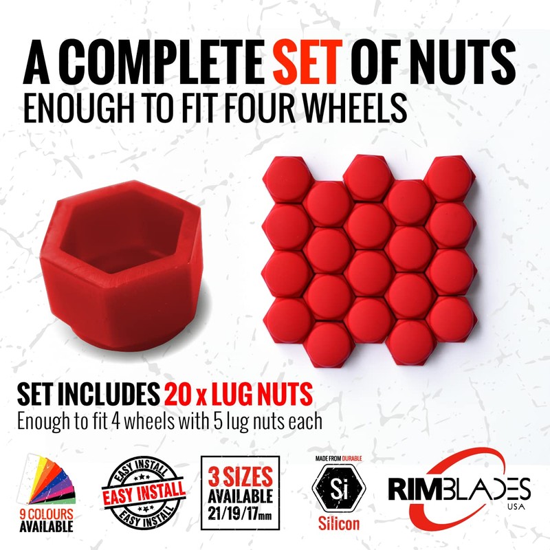 Silicon Lug Nut Covers Black 21mm | Flexible & Durable