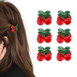 6PCS Cherry Hair Clips, Cherry Claw Clips, Non-Slip Fruit Hair Clips, Mini Claw Hair Clips, Stylish Cherry Hair Accessories, Decorative Hair Headwear for Women Gifts.
