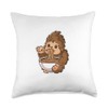 Kawaii Bigfoot Eating Ramen Noodles Sasquatch Throw Pillow