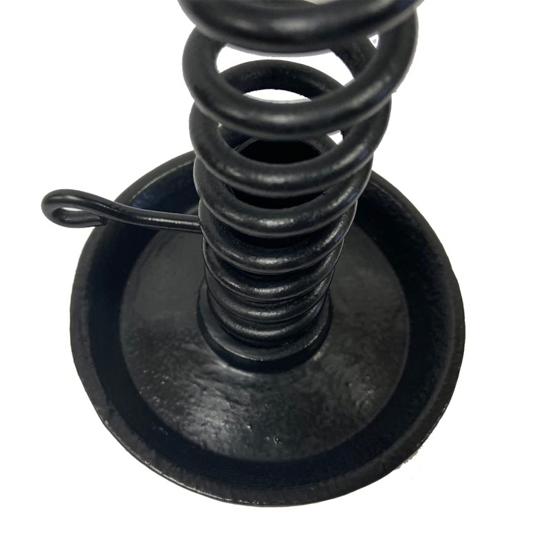 Wrought Iron Spiral Courting Candle Holder- Antique Vintage Reproduction, Black,