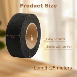 ZTVOWTO 2 Stück Saumband zum Aufbügeln, Bügelband zum Kürzen von Gardinen, Saumband für Röcke, Kissen, Jeans und Vorhänge, 2cm Breit * 24 Meter Lang mit Massband(Schwarz)