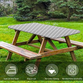 Alynsehom Rectangular Elastic Table Cloth Fitted Vinyl Tablecloth with Flannel Backing Waterproof Wipeable Moroccan Table Cover for Indoor Outdoor Picnic Camping