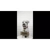 Adorable Grey Schnauzer Dog Sitting With Jingle Collar Greetings Sign