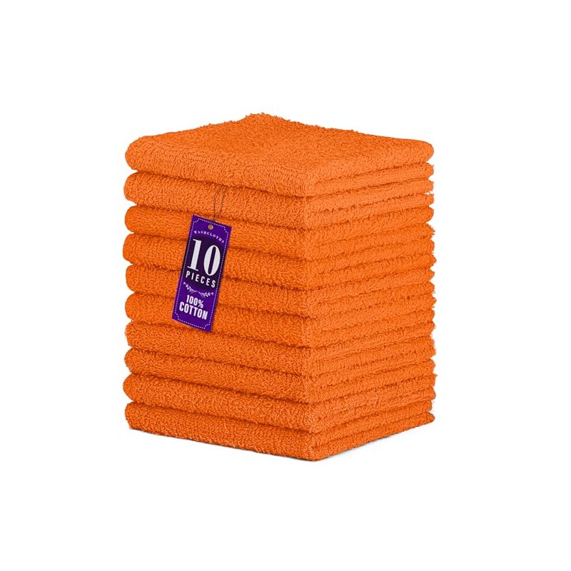 DecorRack 10 Pack 100% Cotton Wash Cloth, Luxurious Soft, 12